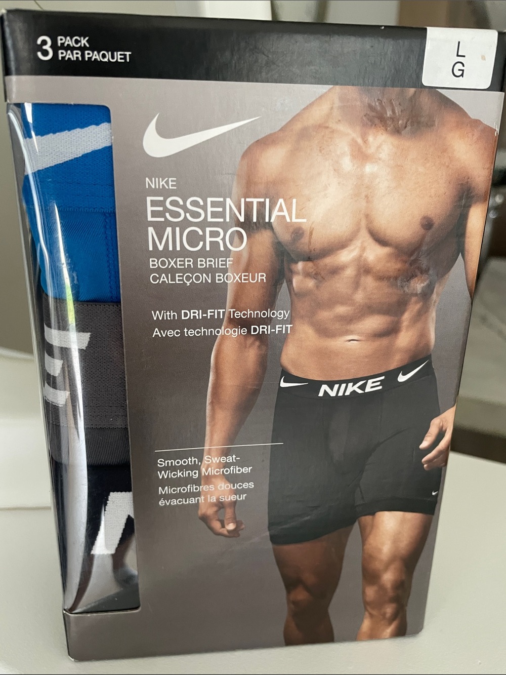 Nike Essential Micro Boxer Briefs – Black & Blue (3-Pack)
